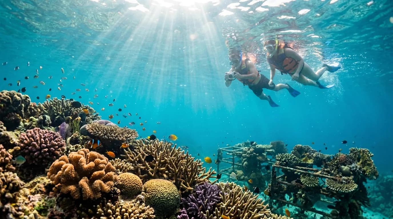 Clear water and coastal nature around Bangsring Banyuwangi