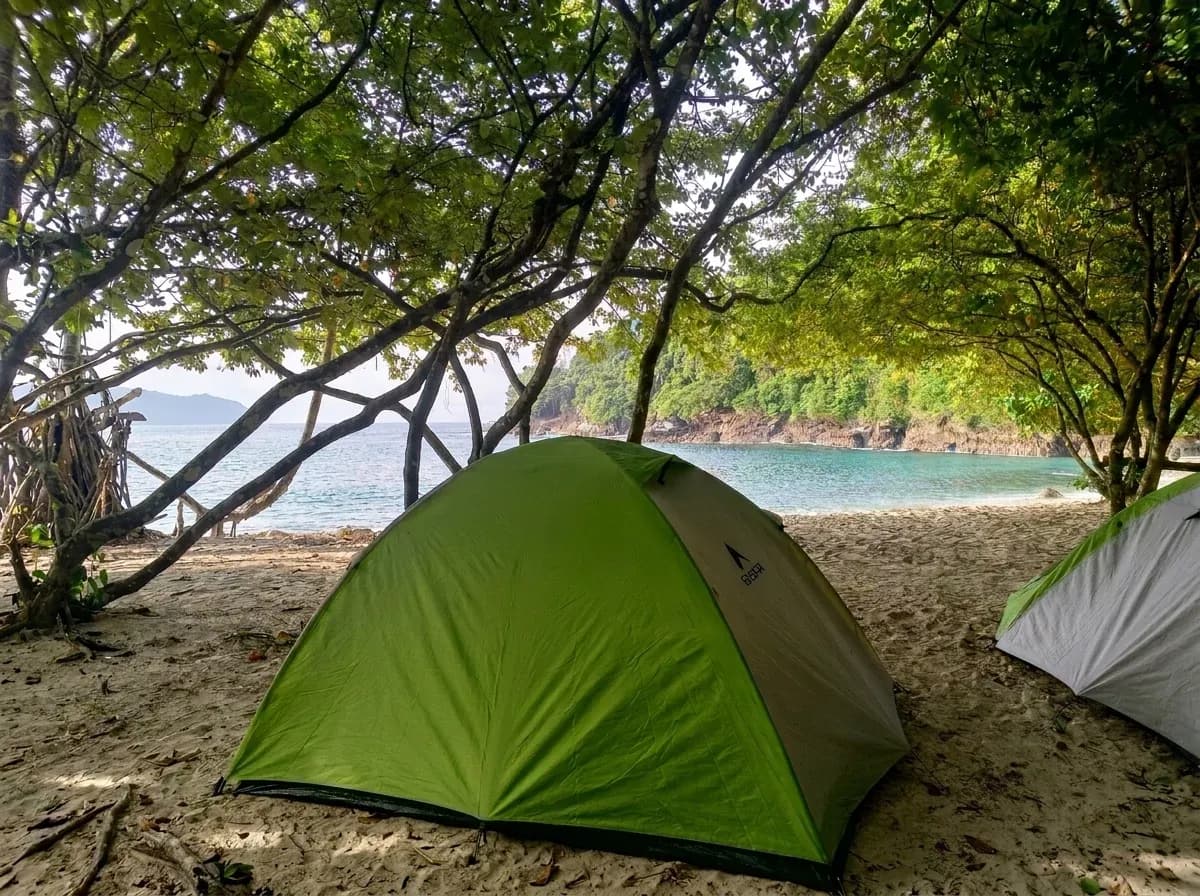 Tent camping at Green Bay beach