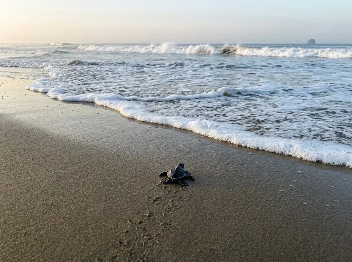 Sea turtle hatchling release at Sukamade